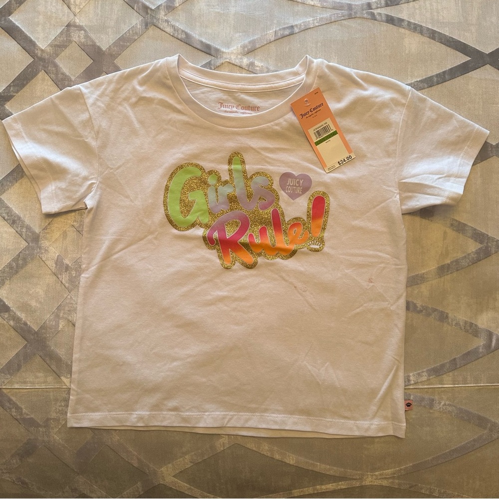 Juicy Couture White Short Sleeve Tee with Colorful Graphic